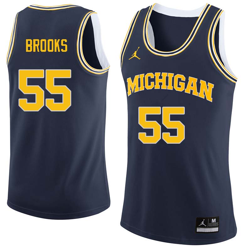 Men #55 Eli Brooks Michigan Wolverines College Basketball Jerseys Sale-Navy